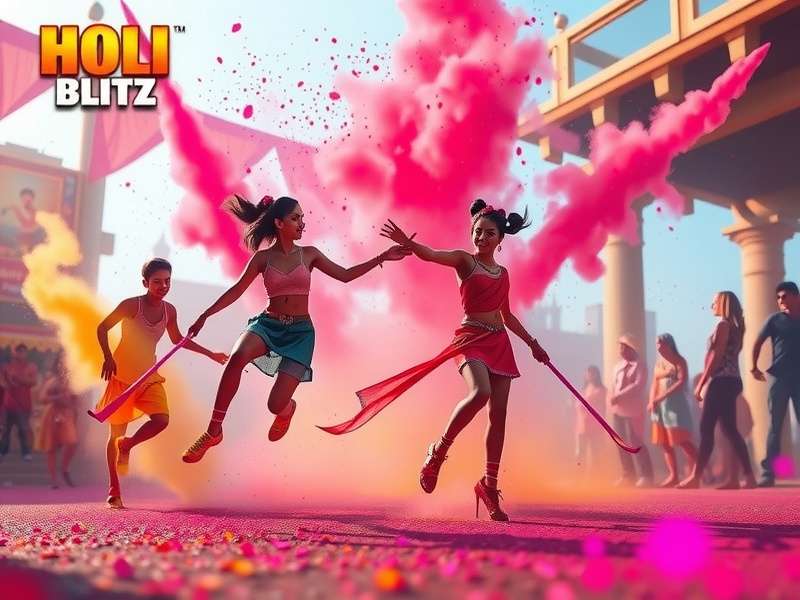 Holi Blitz Bash gameplay with colorful powder explosions